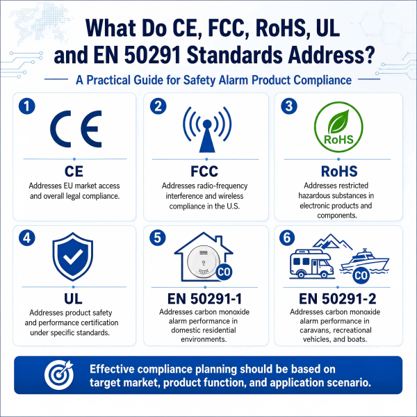 What Issues Do CE, FCC, RoHS, UL, and EN 50291-1/2 Address?