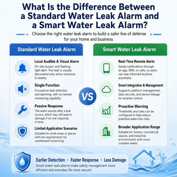 What Is the Difference Between a Standard Water Leak Alarm and a Smart Water Leak Alarm?